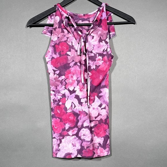 Sweet Pea Sleeveless Top Purple Tones Ruffle Size S - Picture 11 of 15